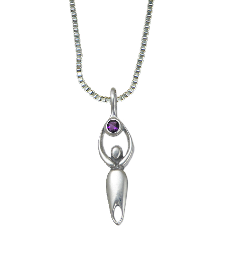 Sterling Silver Goddess Pendant With Amethyst